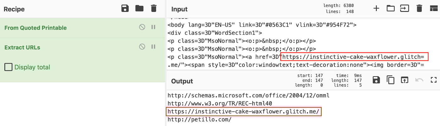 Decode Quoted Printable and Extract URL Indicator