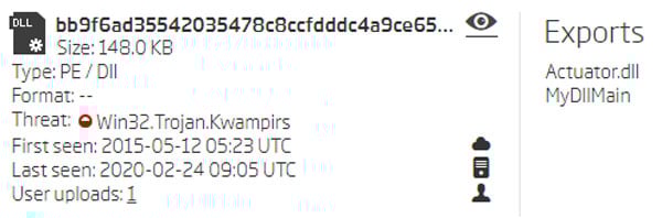 Functions exported by the newly discovered sample