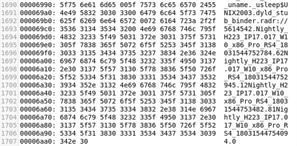 Hex representation of a FlashBack sample