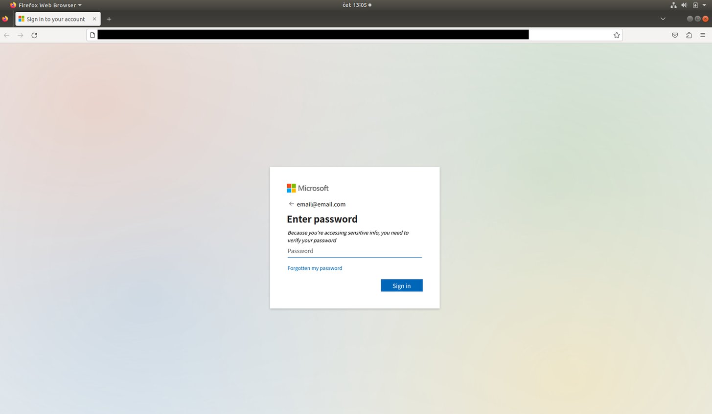 Fake Microsoft login form