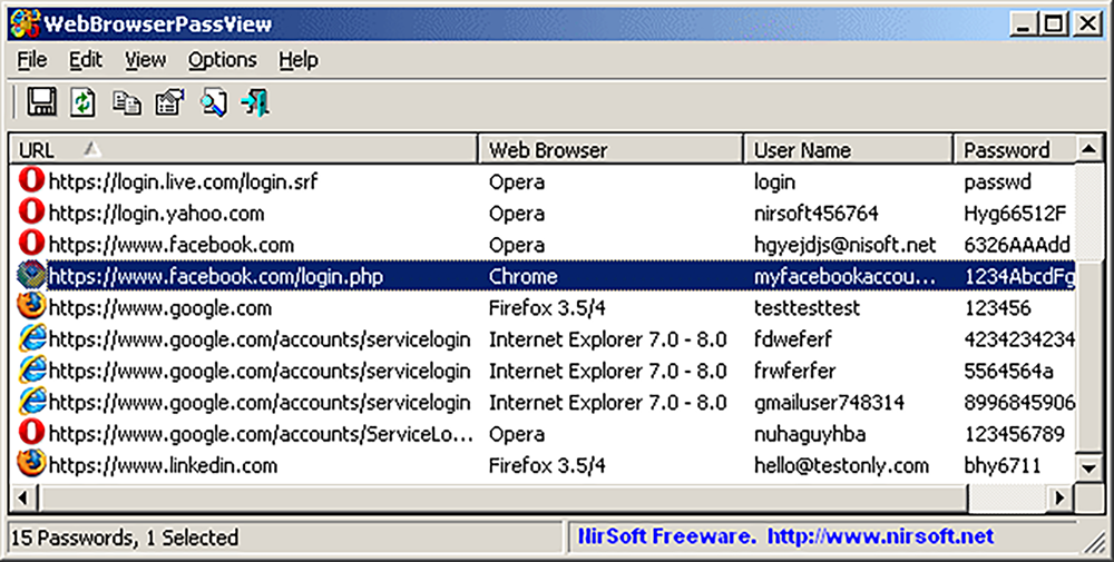 Fig: WebBrowserPassView