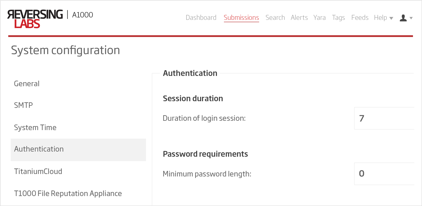 A1000 Password Policy Configuration