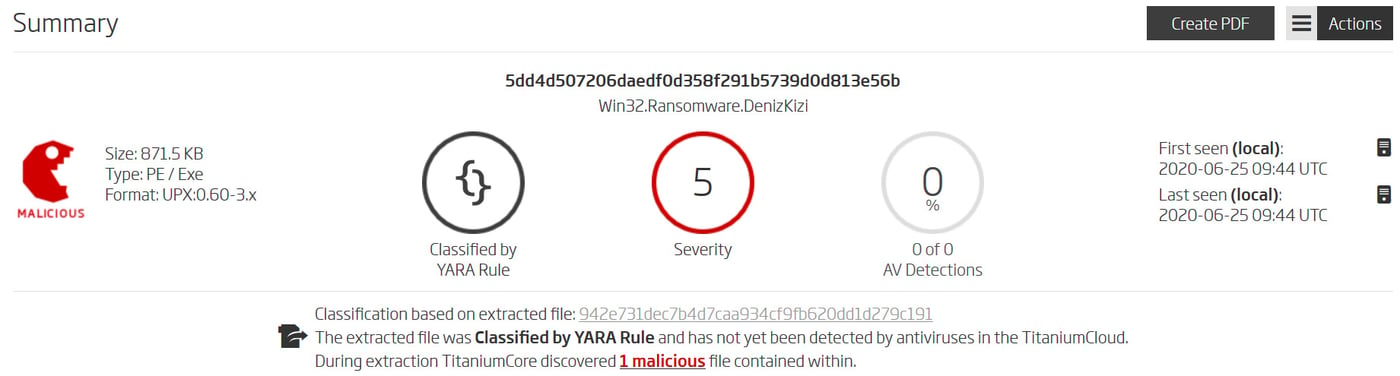 Threat detection with a YARA rule