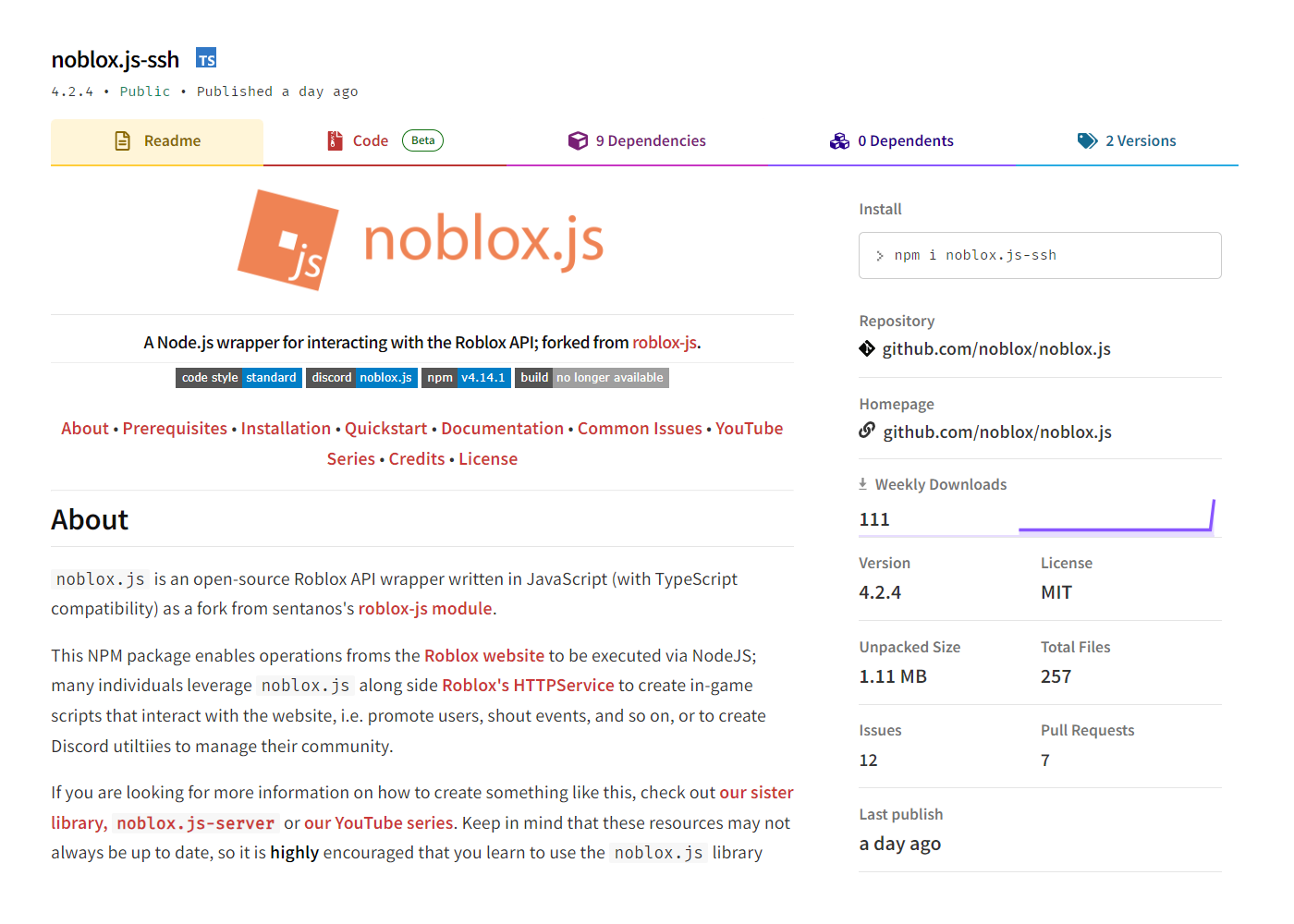noblox.js-ssh’s npm page