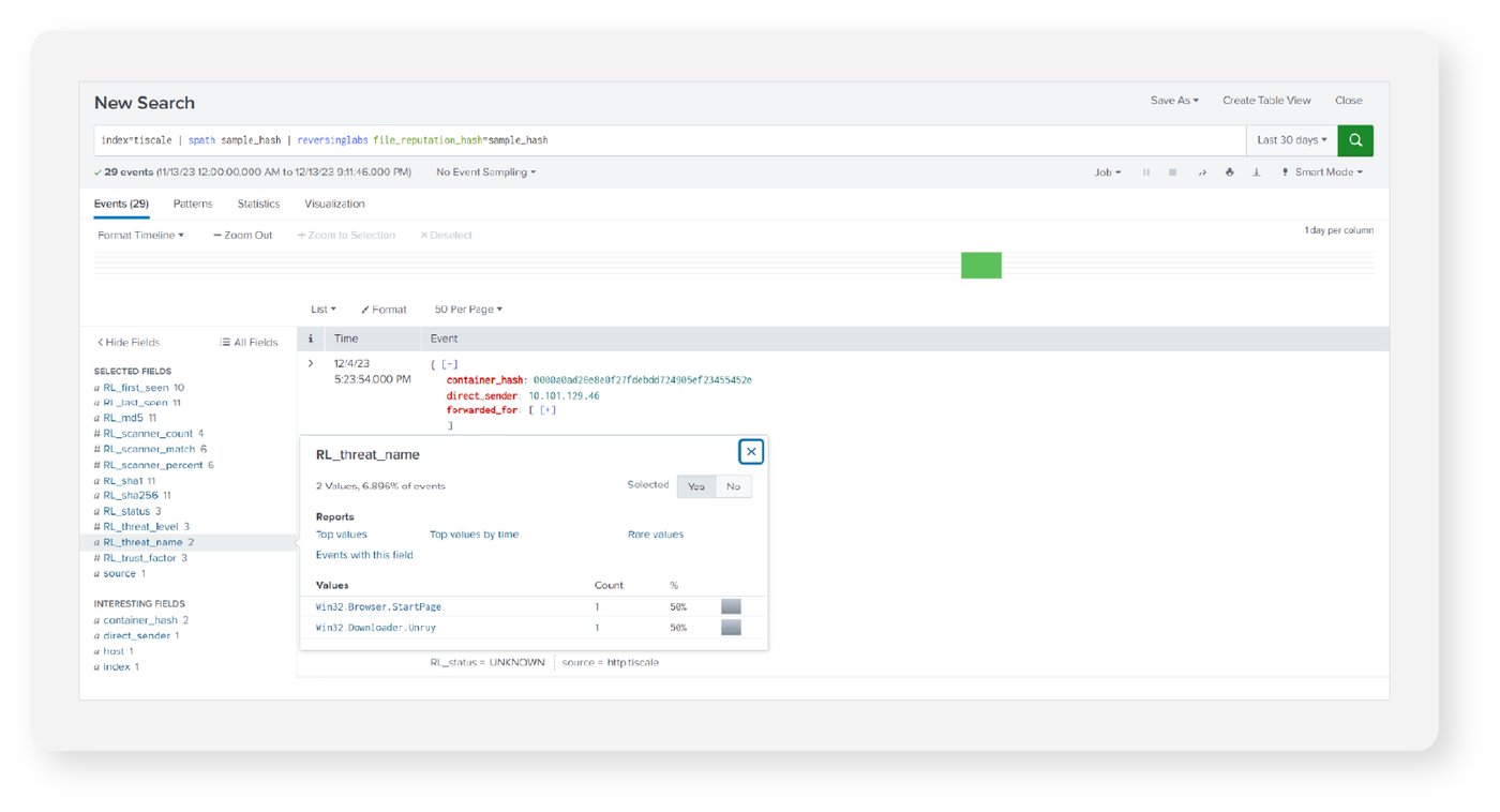 ReversingLabs Search Extension for Splunk Enterprise