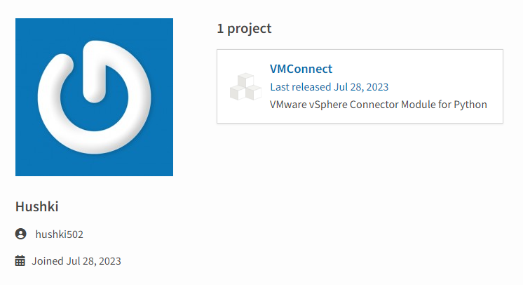 PyPI profile of hushki502 user