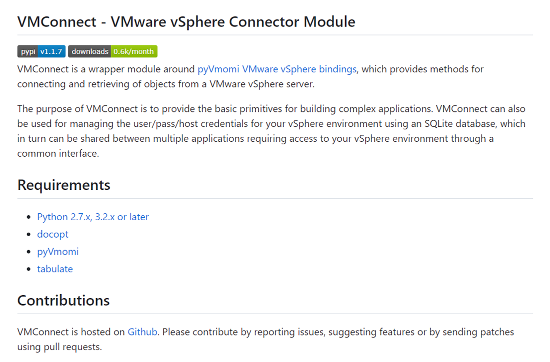 Github description of the malicious VMConnect project