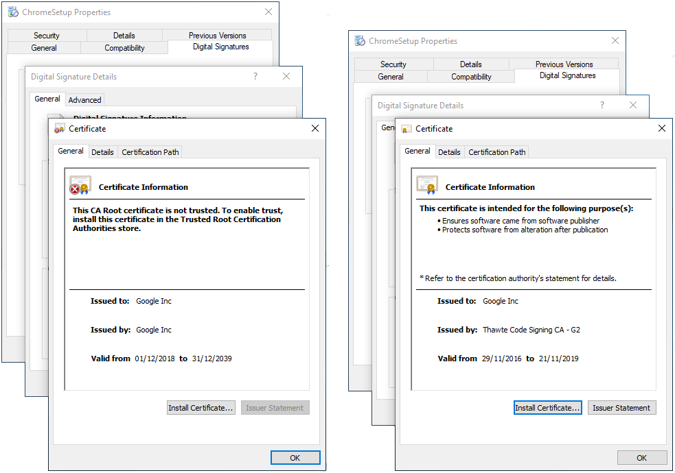 Figure 2) - “Properties > Digital Signatures” tab on Windows