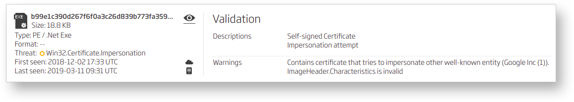 Figure 3) - Titanium Platform A1000 detecting certificate impersonation