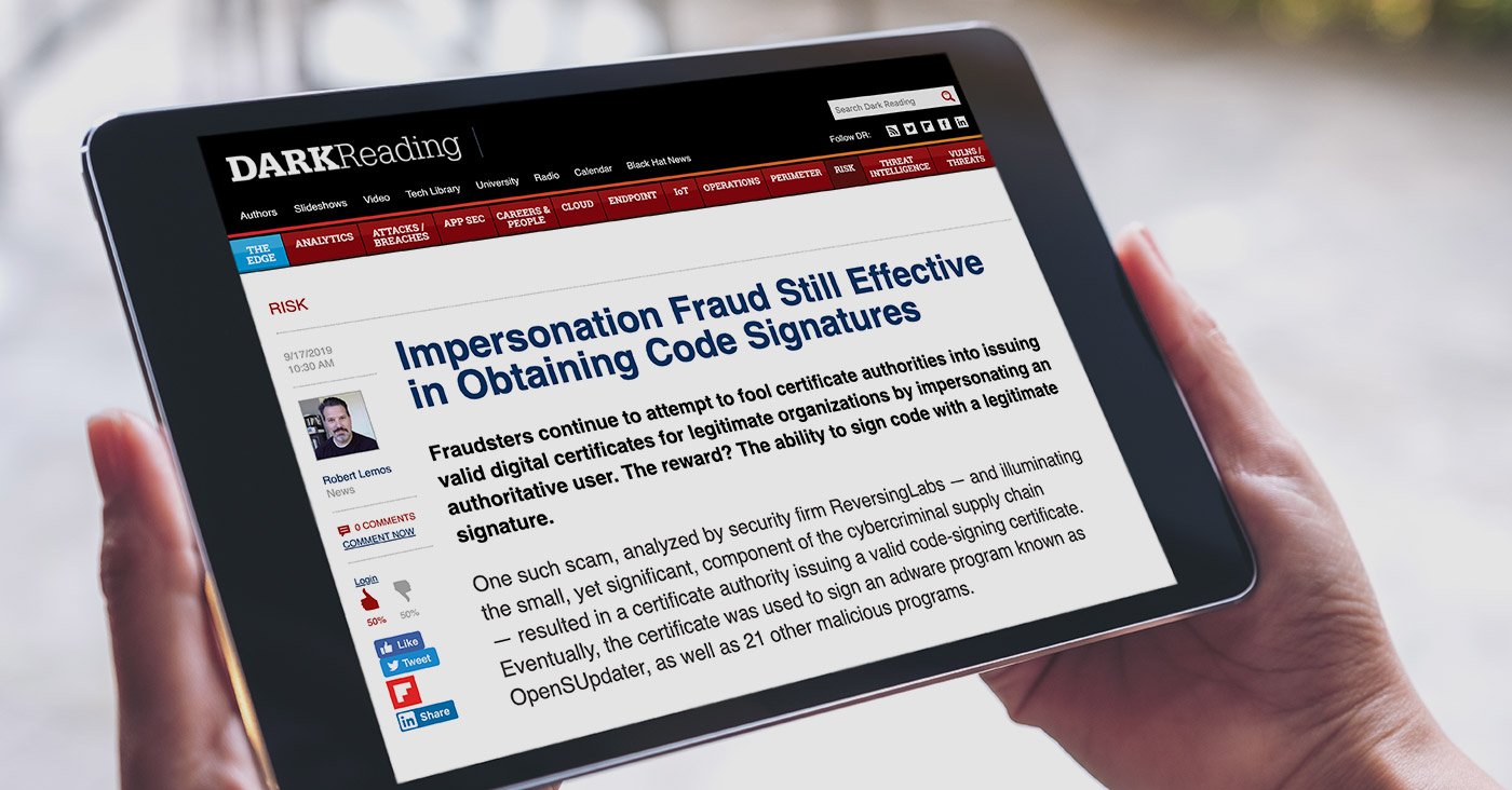 DARKReading interviews ReversingLabs co-founder Tomislav Pericin about recent impersonation fraud research
