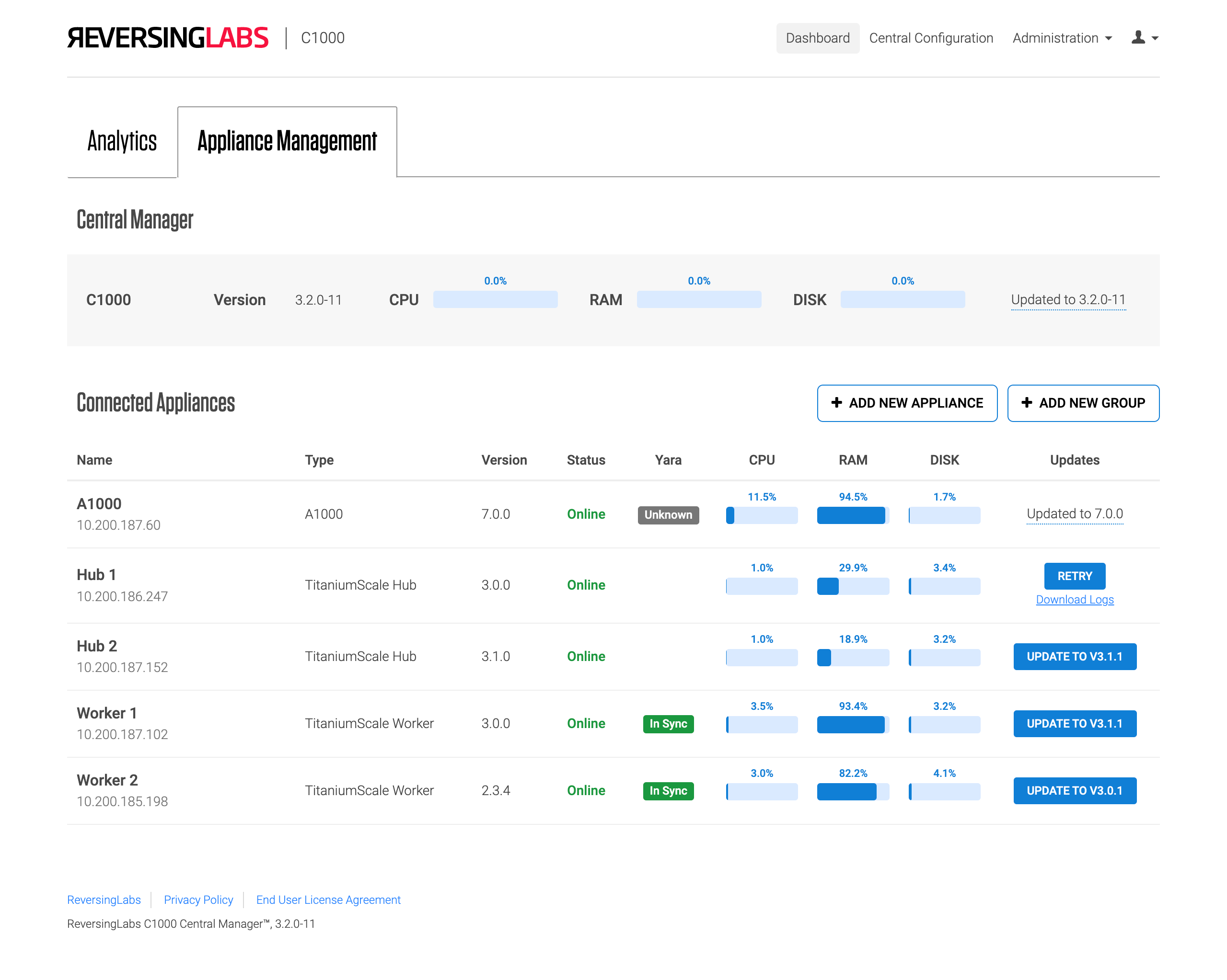 Centralized appliance management