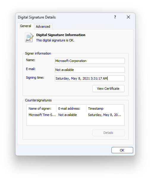 Windows digital signature details for d3dcompiler_47