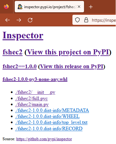 Inspector tool provided by PyPI security team