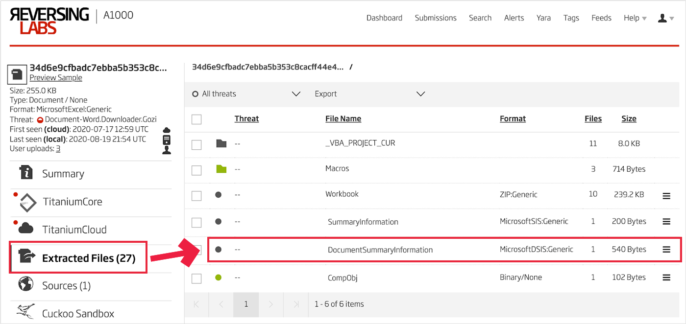 Extracted Document Summary Information Stream