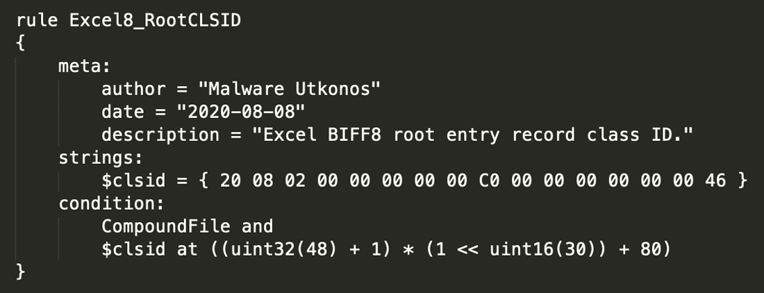 YARA Rule for Detecting Excel 8 Root Entry Class ID