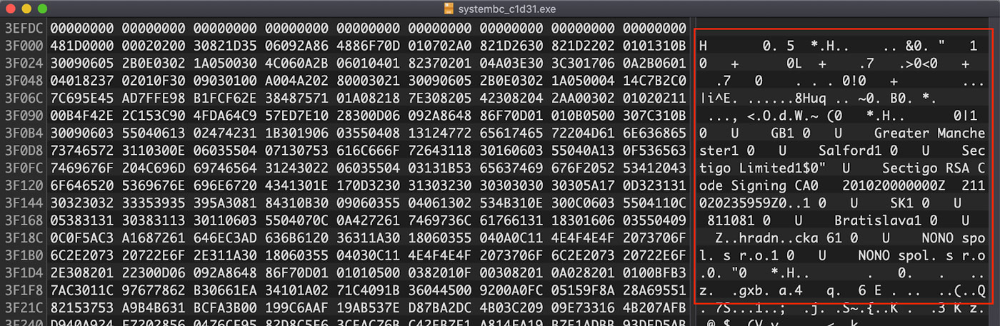 Cryptographic Signature Blob