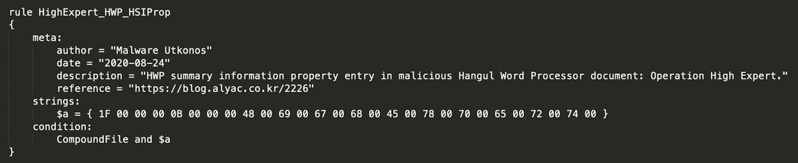 HighExpert HWP YARA Rule