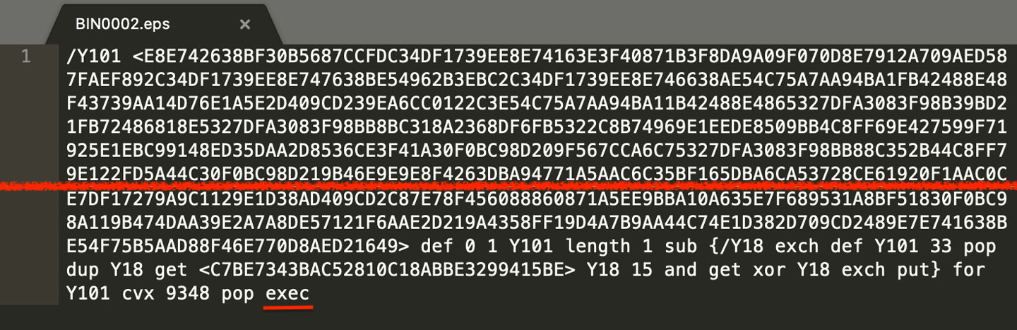 Encapsulated PostScript with XOR Encoded Data