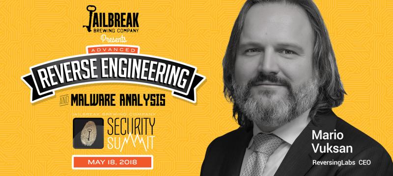 Mario Vuksan, CEO of ReversingLabs, speaking at the Jailbreak Brewing Company Security Summit