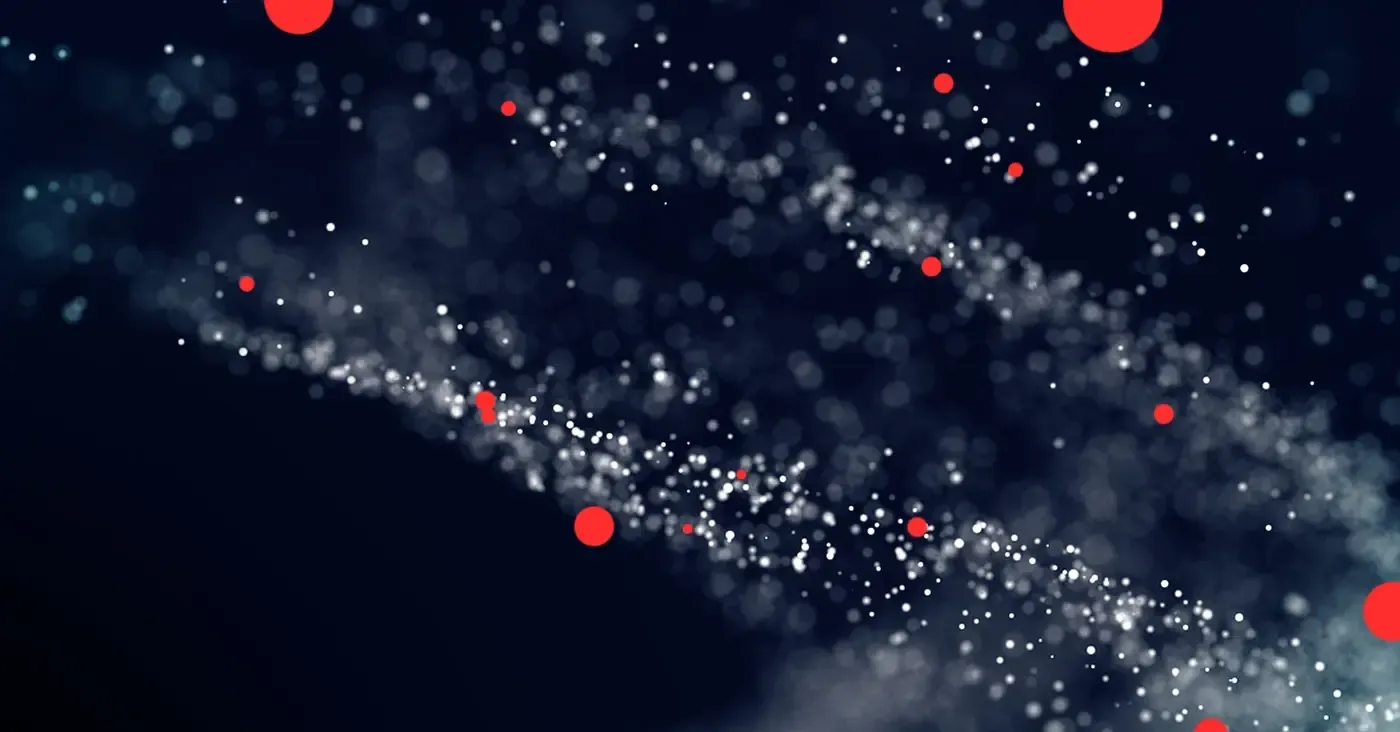 red dots floating around pixel galaxy