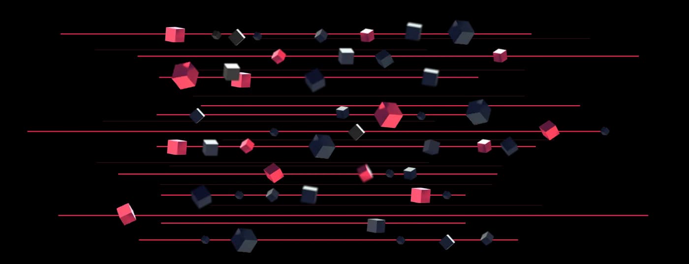 black and red cubes with red lines going through
